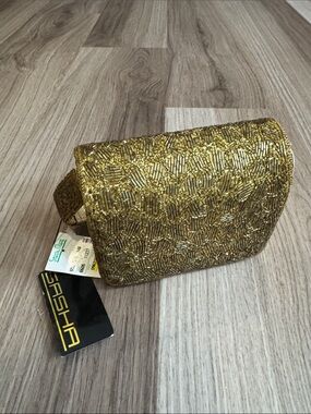 SASHA Gold Beaded Evening Clutch